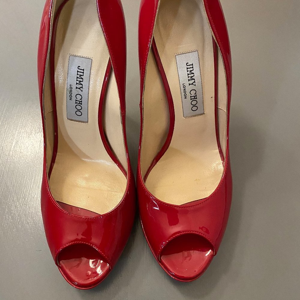 Jimmy Choo Red Patent Leather Pumps